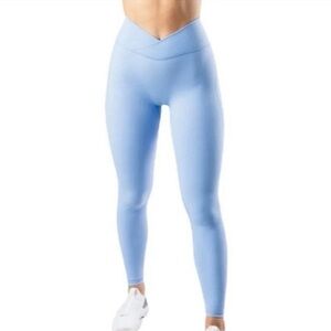 Alphalete Surface Power Leggings Neverland Blue Small High Waist Crossover Gym